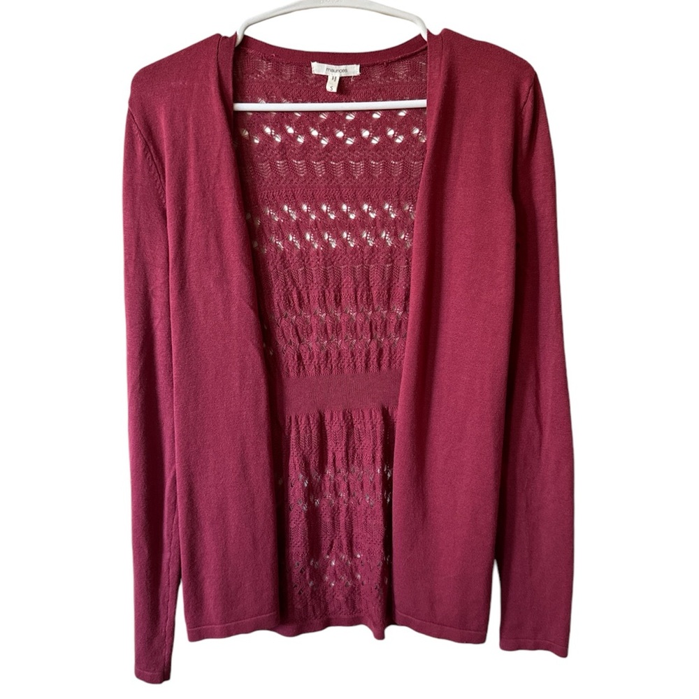 MAURICES MAGENTA LOOSE KNIT BACK CARDIGAN